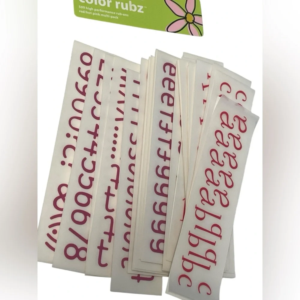 Scrapworks‎ Color Rubz Red Hot Pink Alphabet Rub-Ons Set W/ Tin Letters Craft